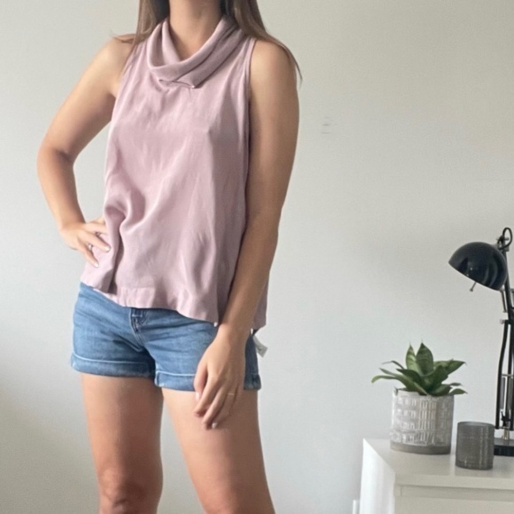 Free People Pink Taupe Crepe Blouse Size S